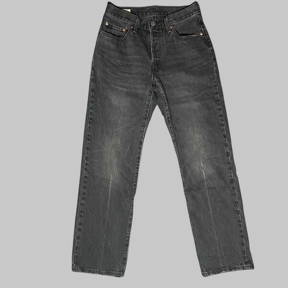 Levis Premium 501 Womens 26x30 Black Wash 90's Style Straight Fit High Rise